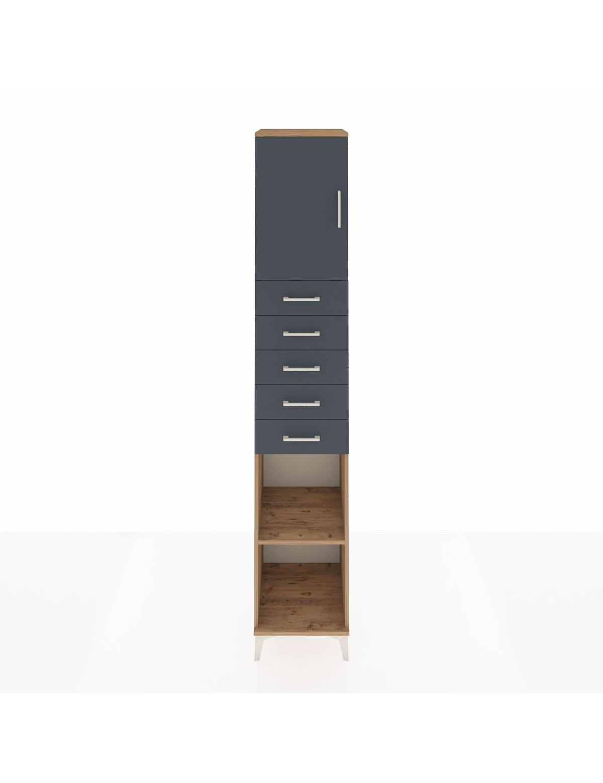 Hyperion Dolap 3 Raflı 5 Çekmeceli Tek Kapaklı 44x44x243 Çam-Antrasit