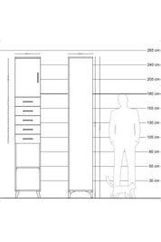 Hyperion Dolap 3 Raflı 5 Çekmeceli Tek Kapaklı 44x44x243 Çam-Çam