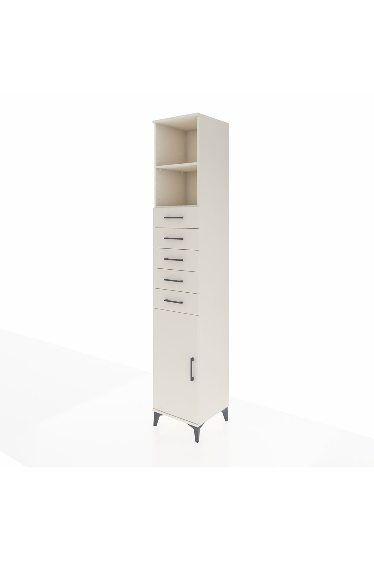 Hyperion Dolap 3 Raflı 5 Çekmeceli Tek Kapaklı 44x44x243 Aytaşı-Aytaşı