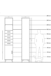Hyperion Dolap 3 Raflı 5 Çekmeceli Tek Kapaklı 44x44x243 Aytaşı-Antrasit