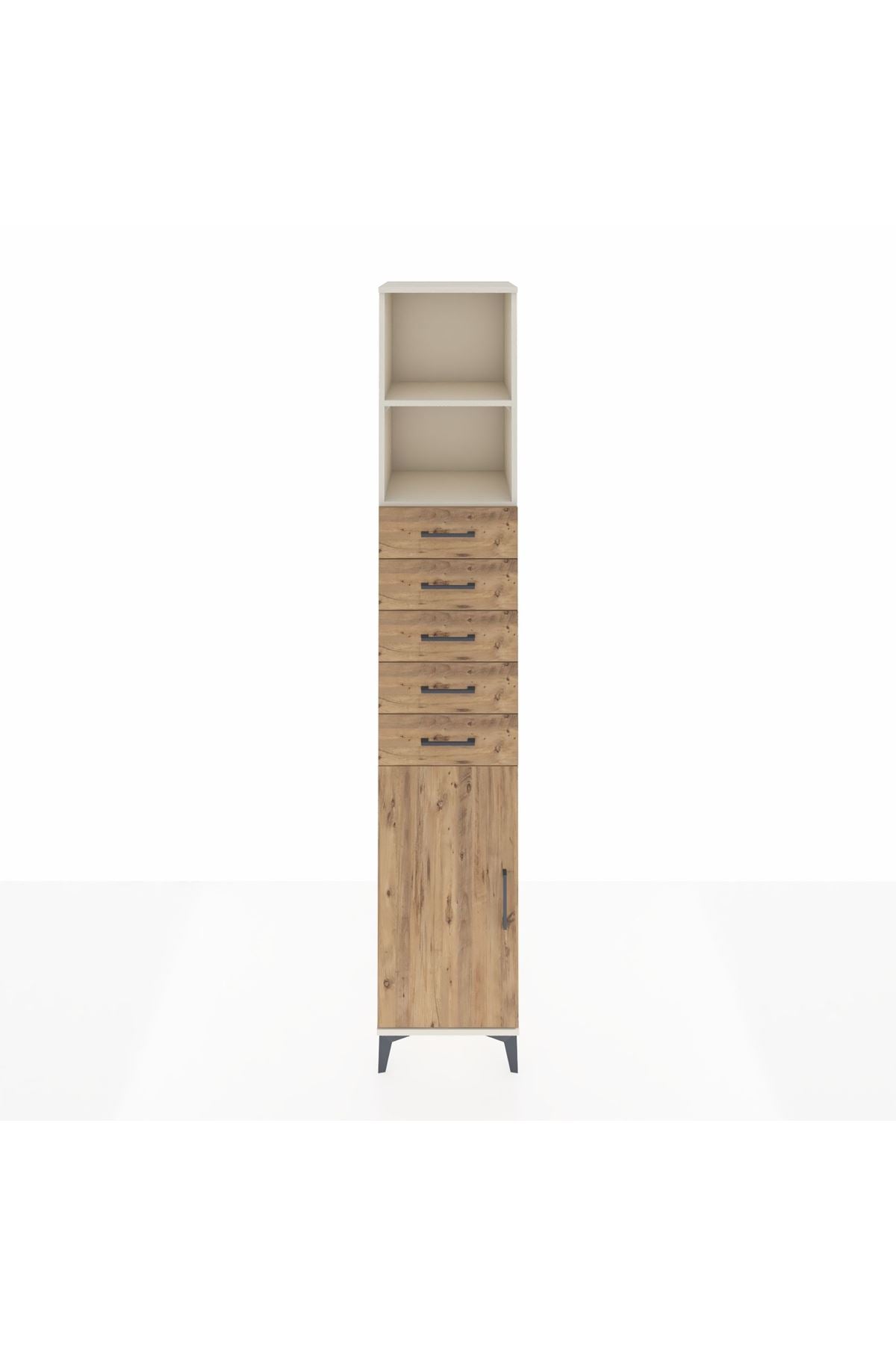 Hyperion Dolap 3 Raflı 5 Çekmeceli Tek Kapaklı 44x44x243 Aytaşı-Çam