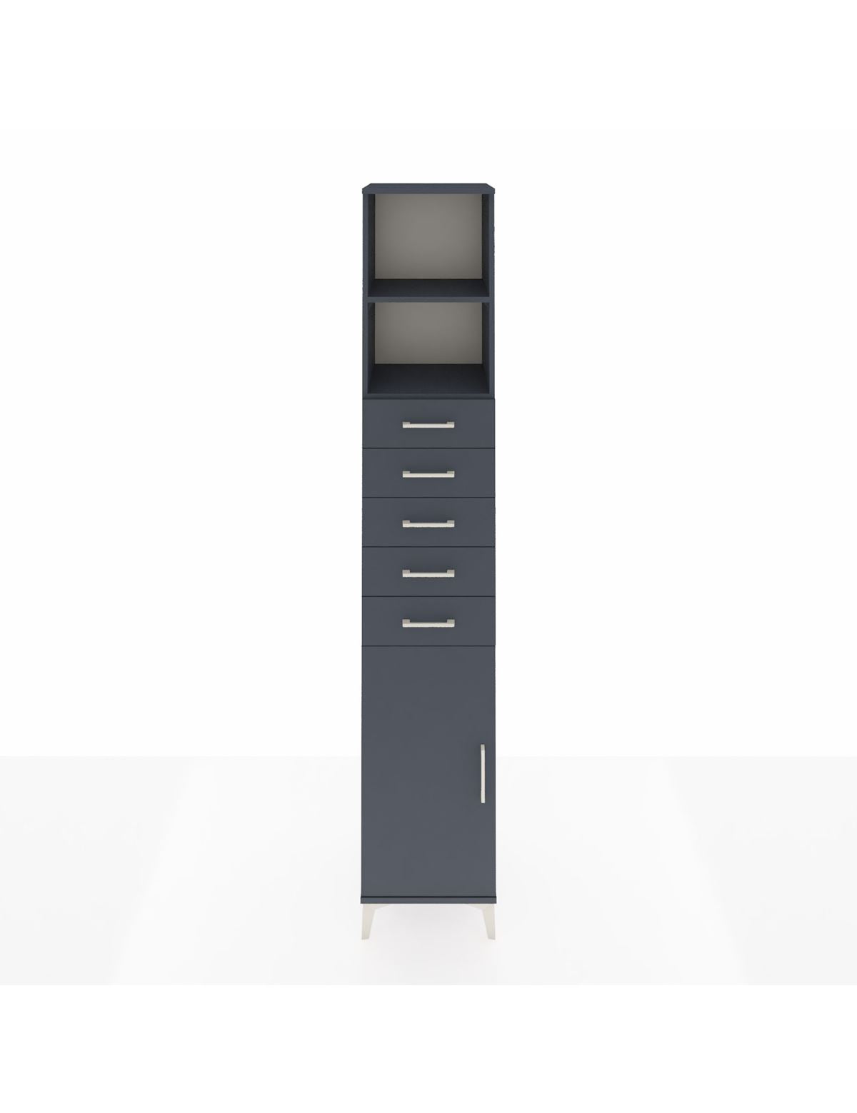 Hyperion Dolap 3 Raflı 5 Çekmeceli Tek Kapaklı 44x44x243 Antrasit-Antrasit