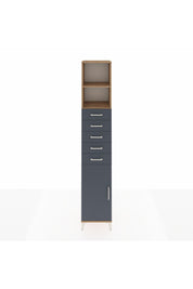 Hyperion Dolap 3 Raflı 5 Çekmeceli Tek Kapaklı 44x44x243 Çam-Antrasit