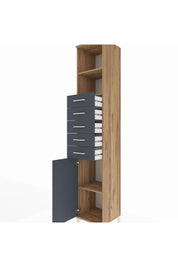 Hyperion Dolap 3 Raflı 5 Çekmeceli Tek Kapaklı 44x44x243 Çam-Antrasit