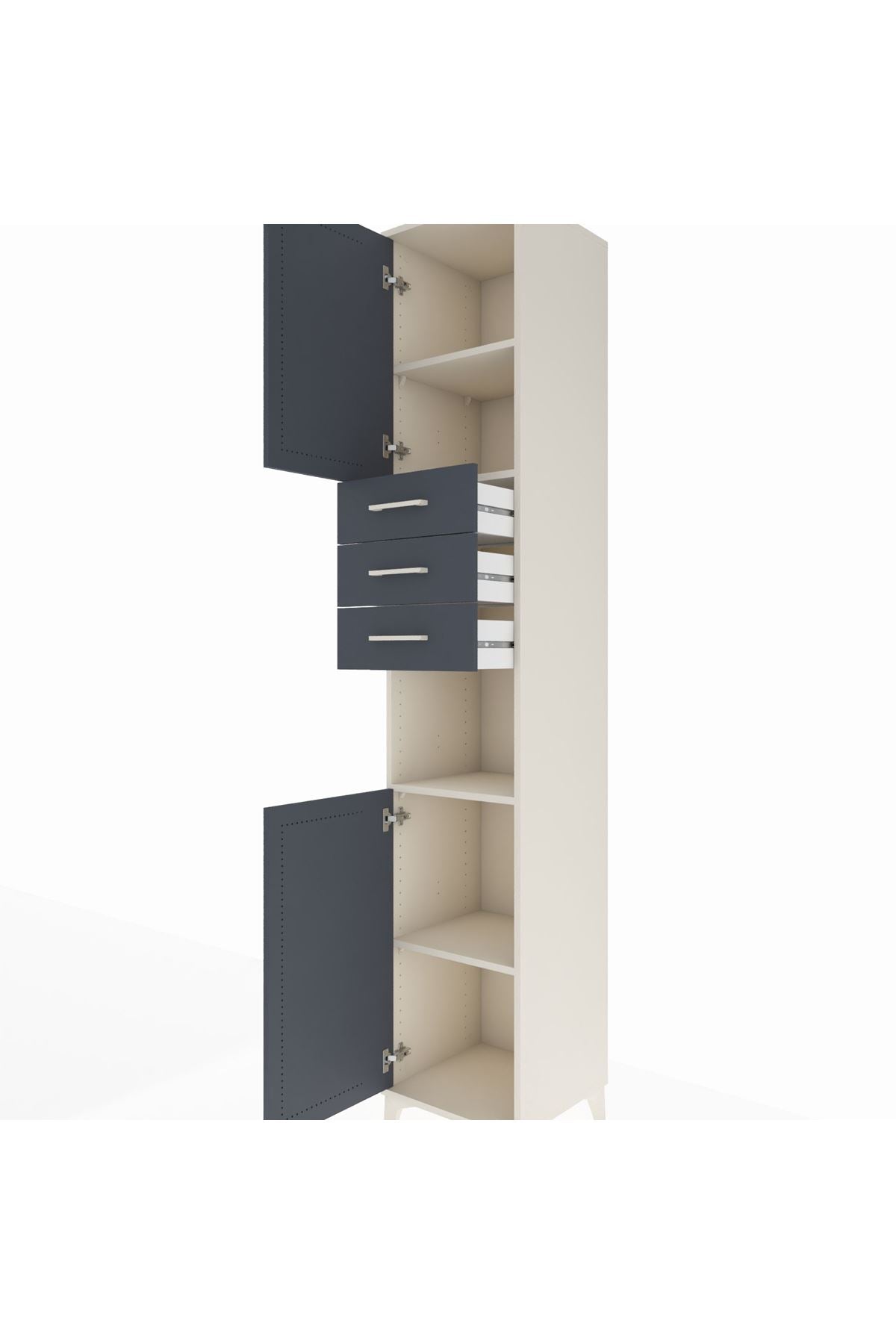 Hyperion Dolap 4 Raflı 3 Çekmeceli 2 Kapaklı 44x44x243 Aytaşı-Antrasit