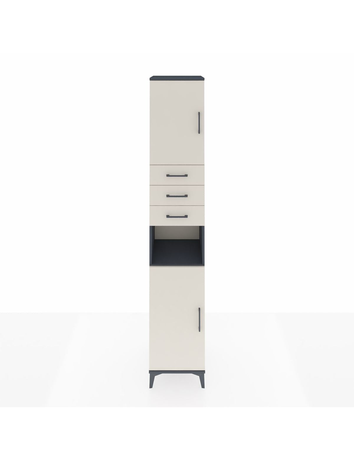 Hyperion Dolap 4 Raflı 3 Çekmeceli 2 Kapaklı 44x44x243 Antrasit-Aytaşı