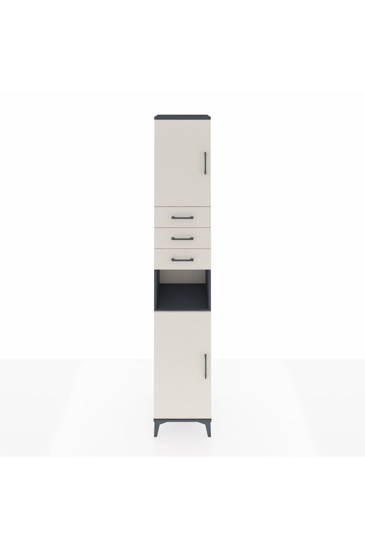 Hyperion Dolap 4 Raflı 3 Çekmeceli 2 Kapaklı 44x44x243 Antrasit-Aytaşı