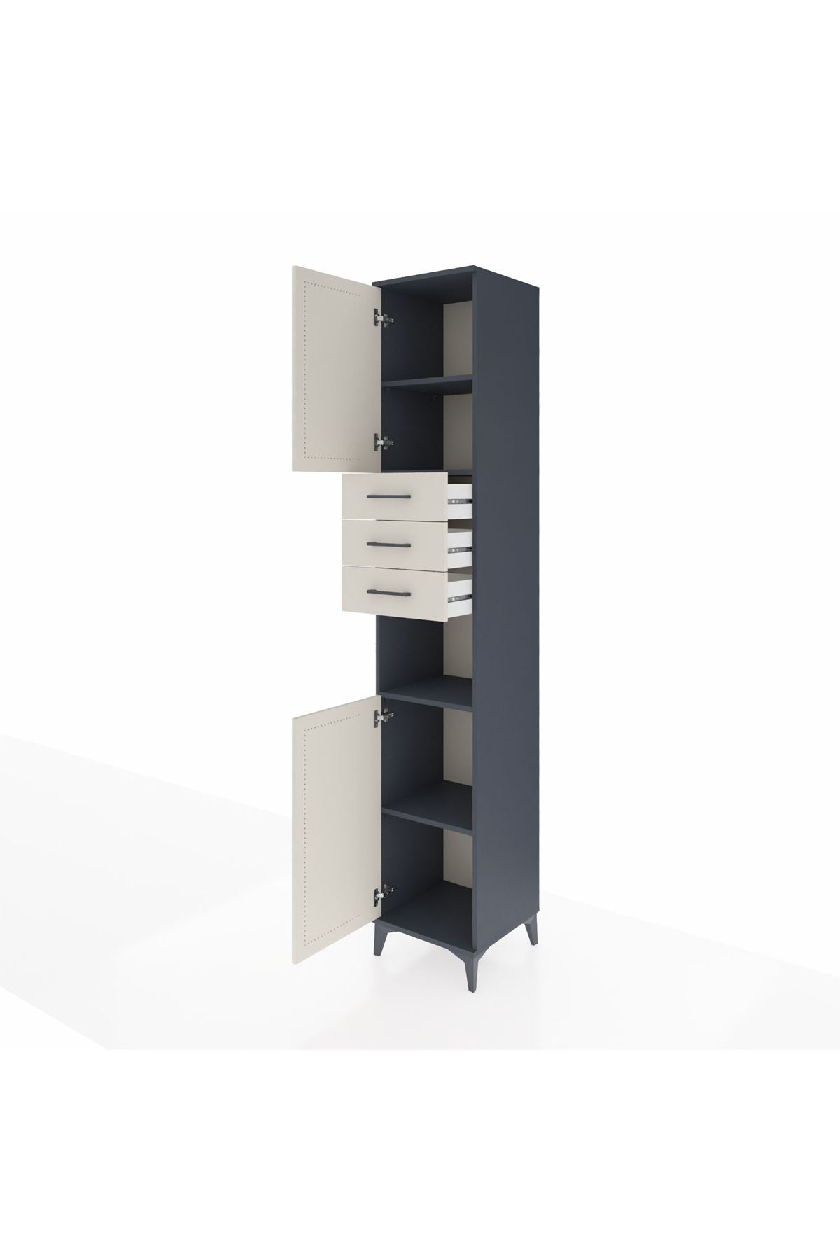 Hyperion Dolap 4 Raflı 3 Çekmeceli 2 Kapaklı 44x44x243 Antrasit-Aytaşı