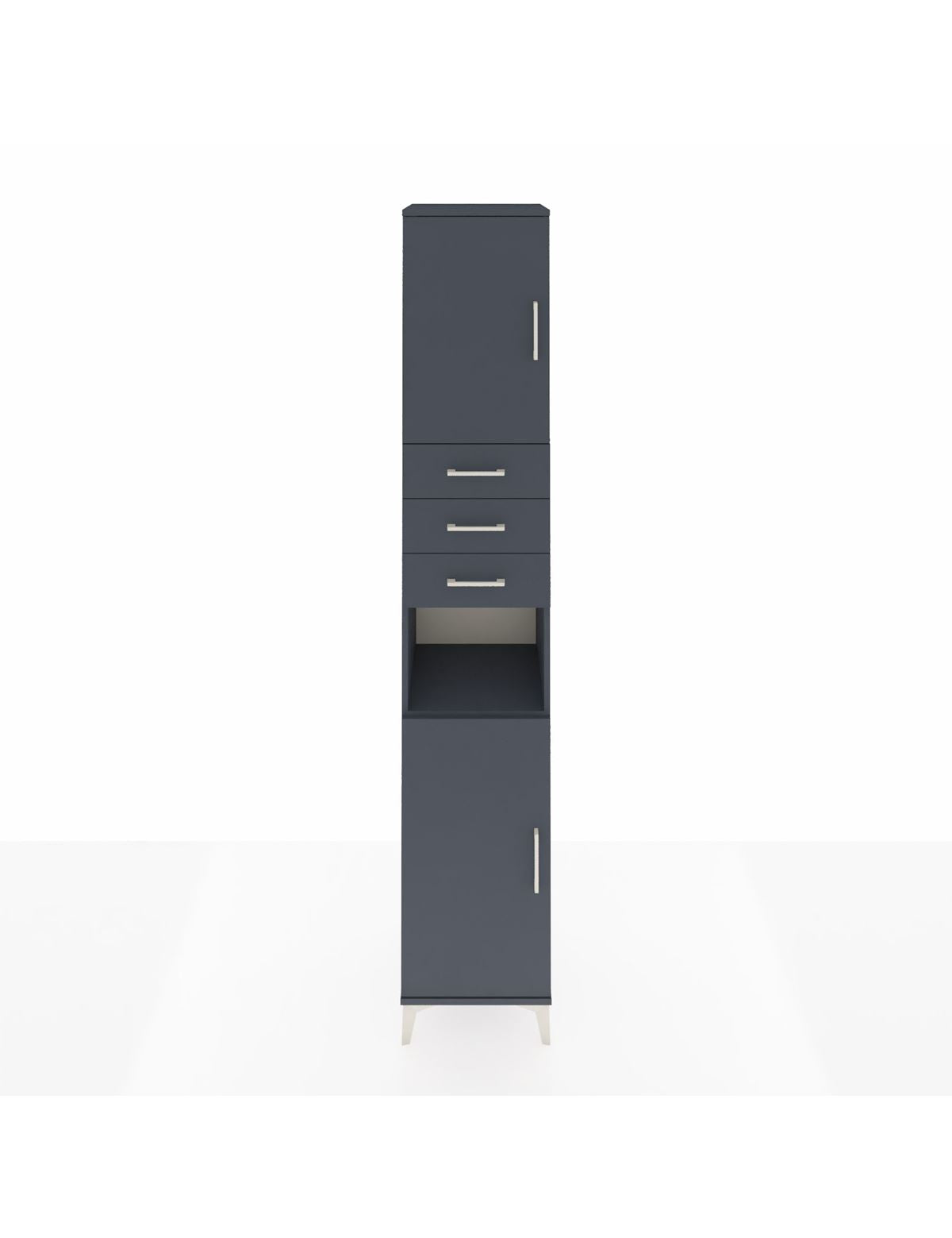 Hyperion Dolap 4 Raflı 3 Çekmeceli 2 Kapaklı 44x44x243 Antrasit-Antrasit