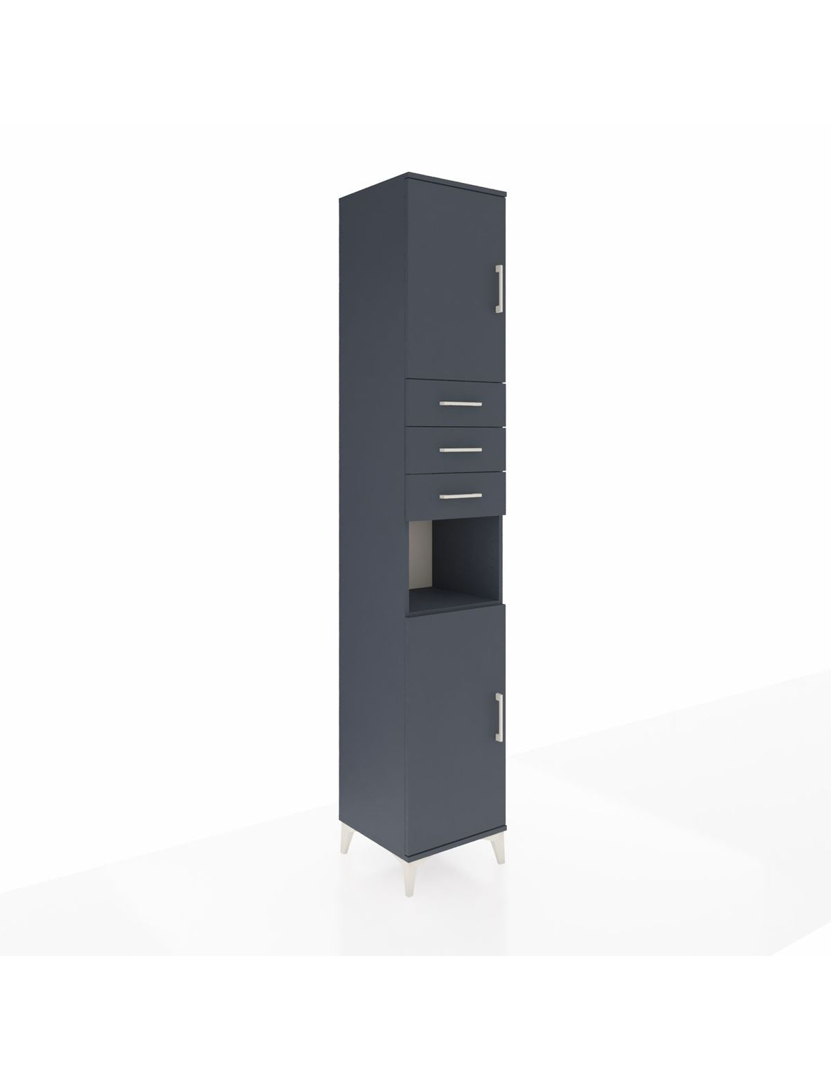 Hyperion Dolap 4 Raflı 3 Çekmeceli 2 Kapaklı 44x44x243 Antrasit-Antrasit
