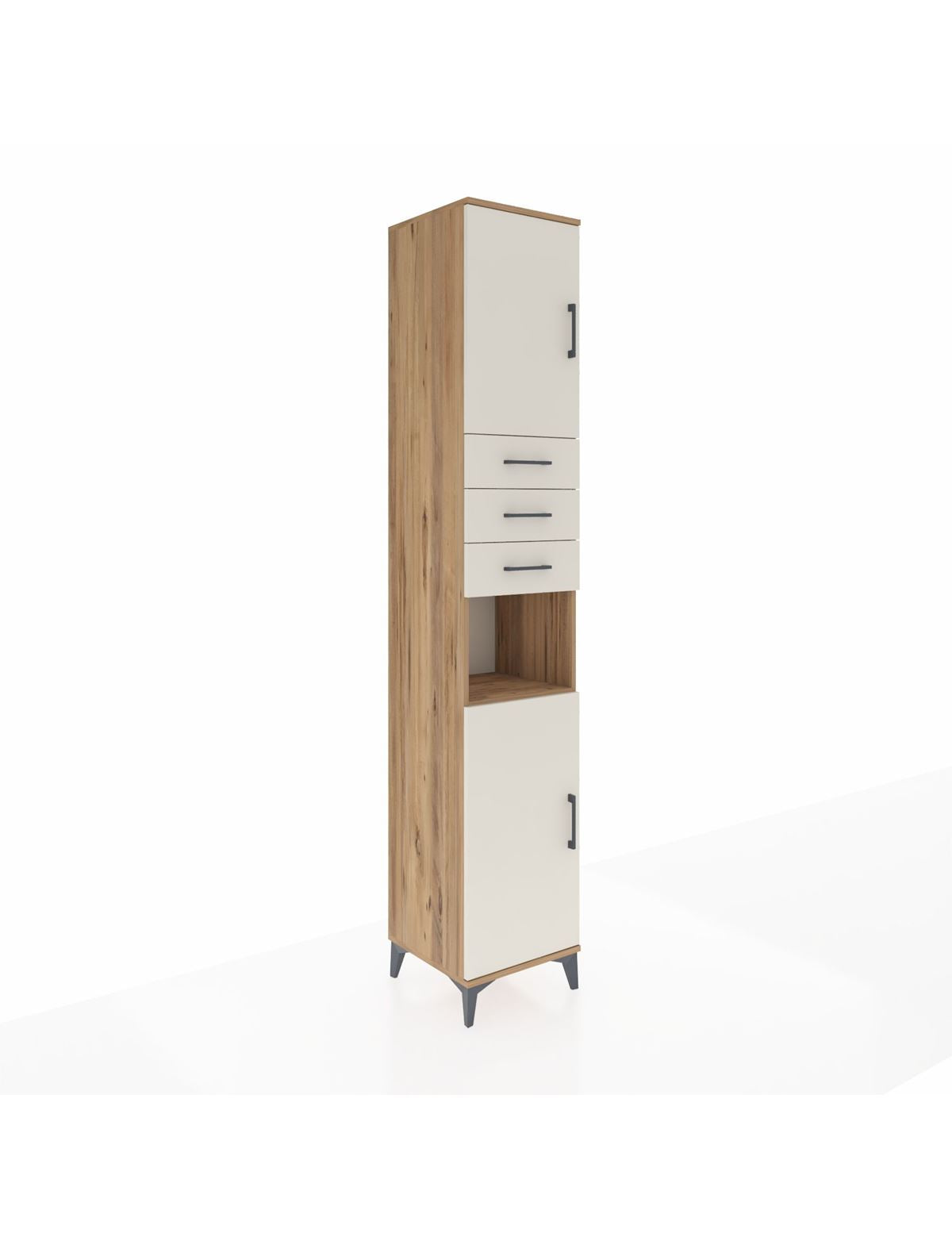 Hyperion Dolap 4 Raflı 3 Çekmeceli 2 Kapaklı 44x44x243 Çam-Aytaşı