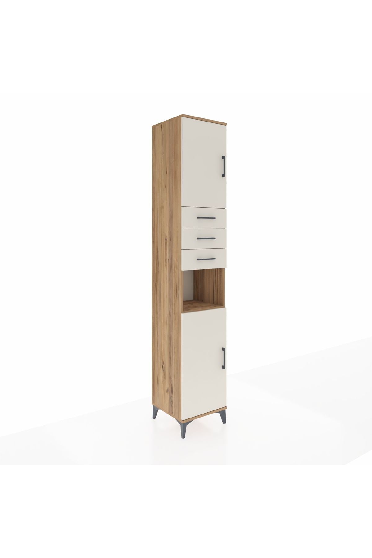 Hyperion Dolap 4 Raflı 3 Çekmeceli 2 Kapaklı 44x44x243 Çam-Aytaşı