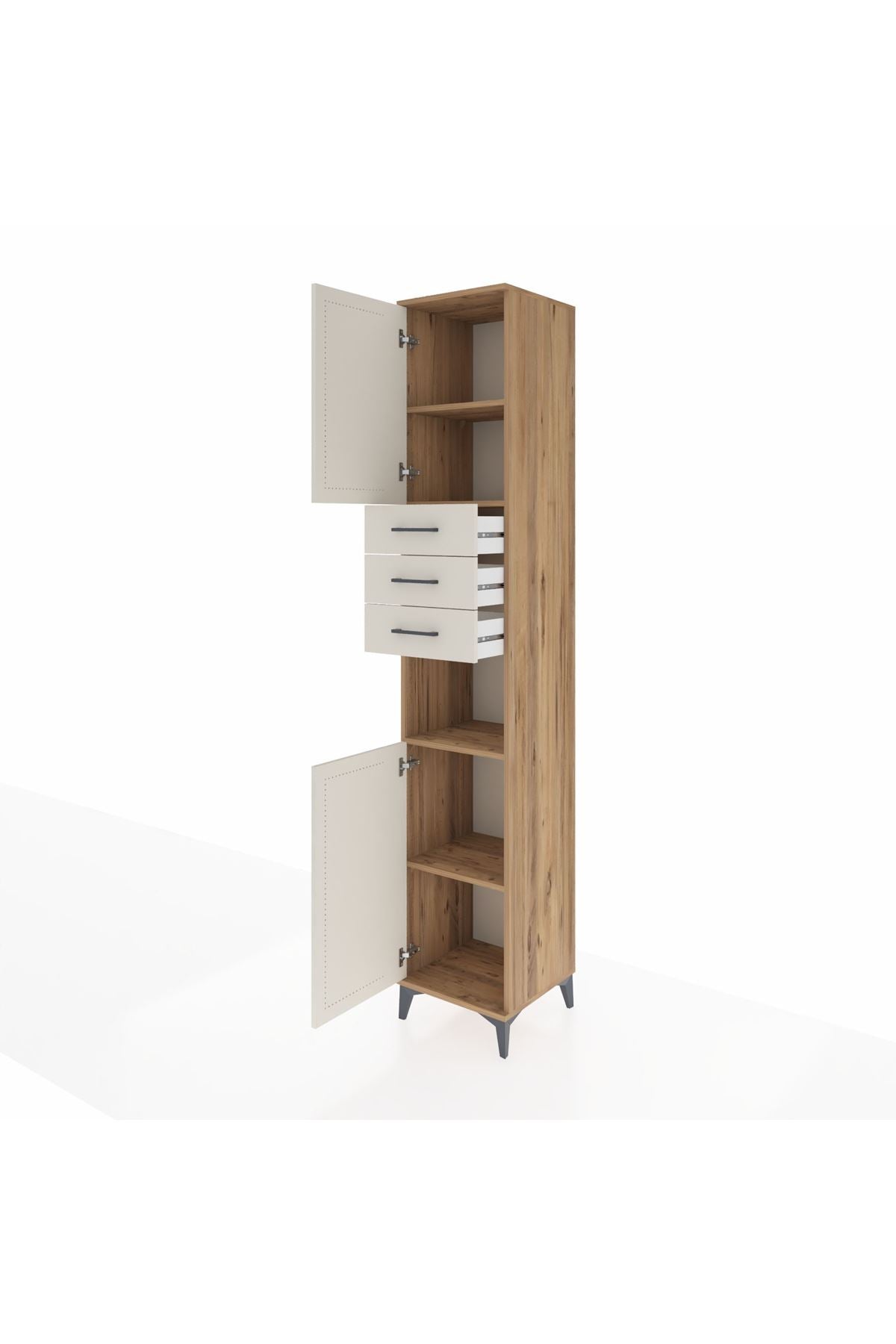 Hyperion Dolap 4 Raflı 3 Çekmeceli 2 Kapaklı 44x44x243 Çam-Aytaşı