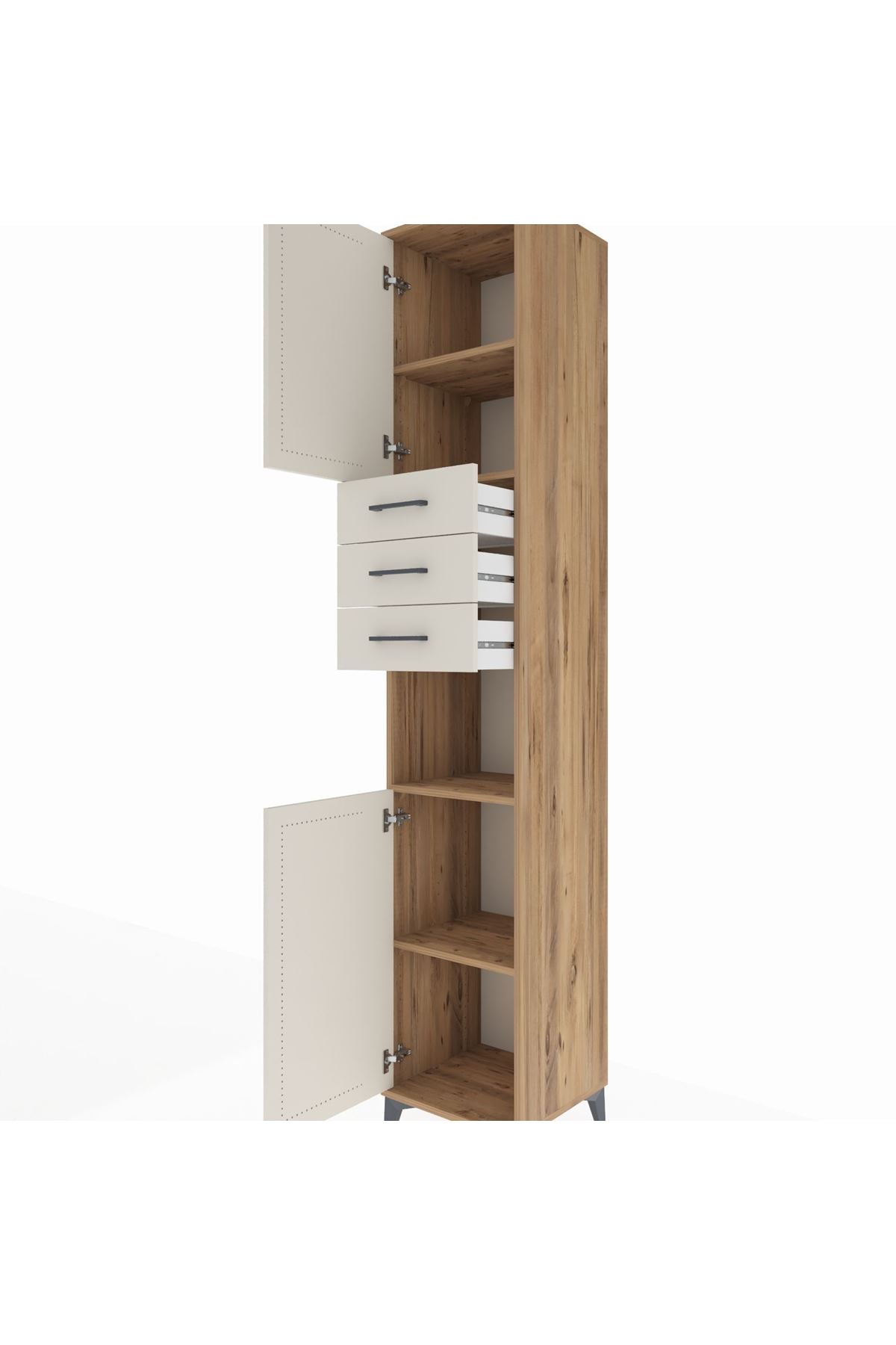 Hyperion Dolap 4 Raflı 3 Çekmeceli 2 Kapaklı 44x44x243 Çam-Aytaşı