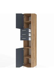 Hyperion Dolap 4 Raflı 3 Çekmeceli 2 Kapaklı 44x44x243 Çam-Antrasit