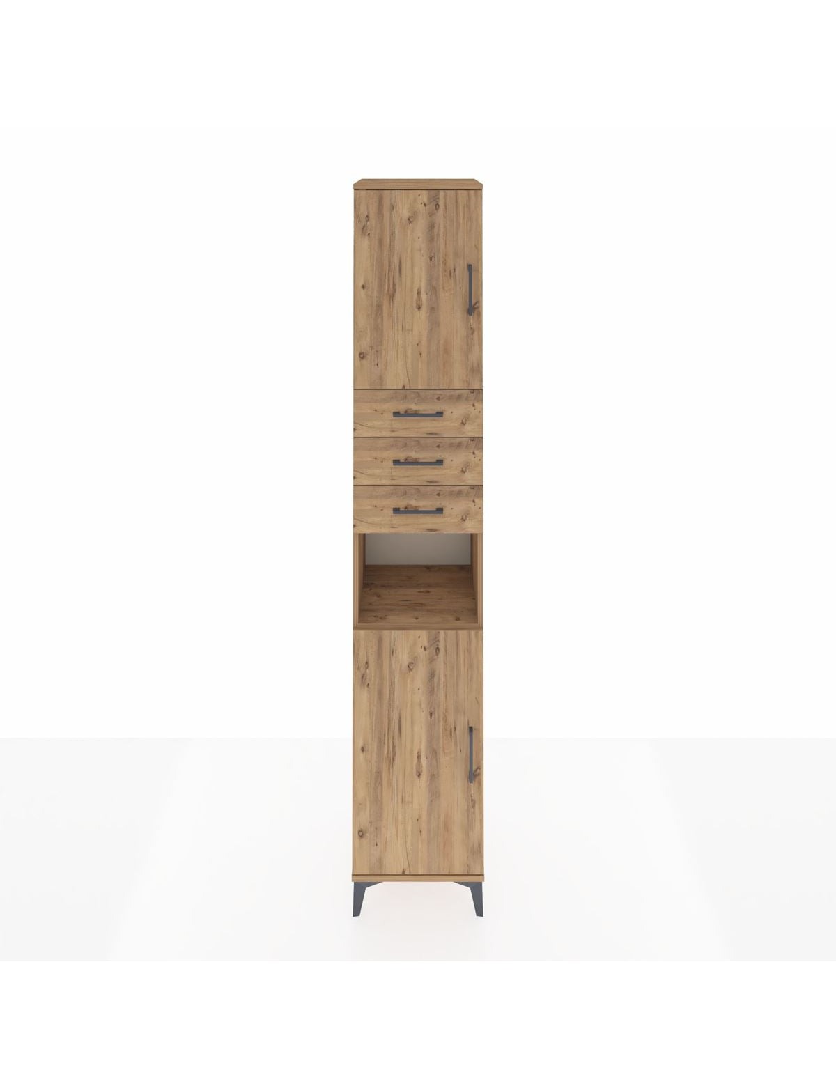 Hyperion Dolap 4 Raflı 3 Çekmeceli 2 Kapaklı 44x44x243 Çam-Çam