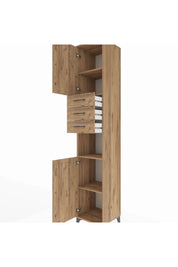 Hyperion Dolap 4 Raflı 3 Çekmeceli 2 Kapaklı 44x44x243 Çam-Çam
