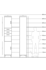 Hyperion Dolap 4 Raflı 3 Çekmeceli 2 Kapaklı 44x44x243 Çam-Çam