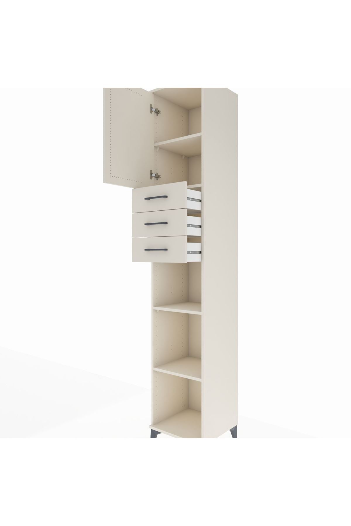 Hyperion Dolap 4 Raflı 3 Çekmeceli Tek Kapaklı 44x44x243 Aytaşı-Aytaşı