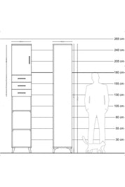 Hyperion Dolap 4 Raflı 3 Çekmeceli Tek Kapaklı 44x44x243 Aytaşı-Aytaşı