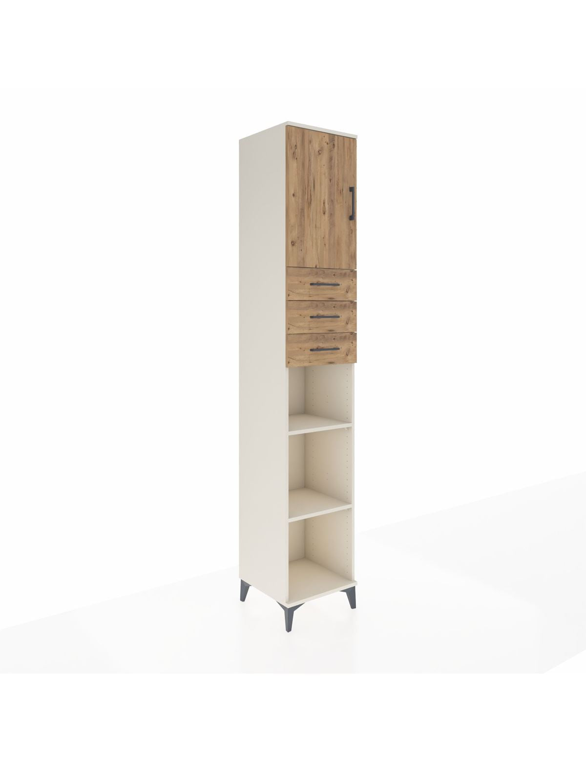 Hyperion Dolap 4 Raflı 3 Çekmeceli Tek Kapaklı 44x44x243 Aytaşı-Çam