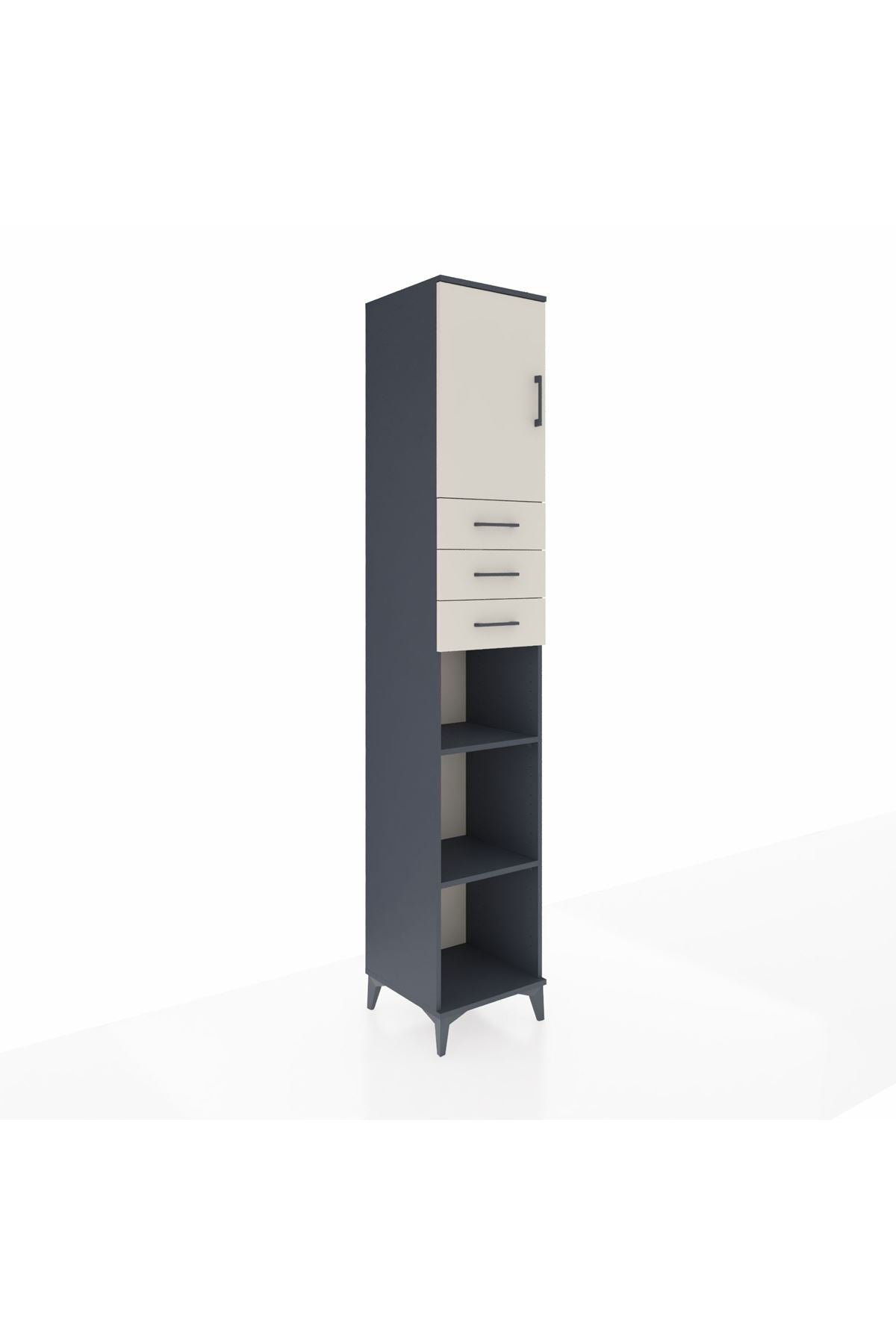 Hyperion Dolap 4 Raflı 3 Çekmeceli Tek Kapaklı 44x44x243 Antrasit-Aytaşı