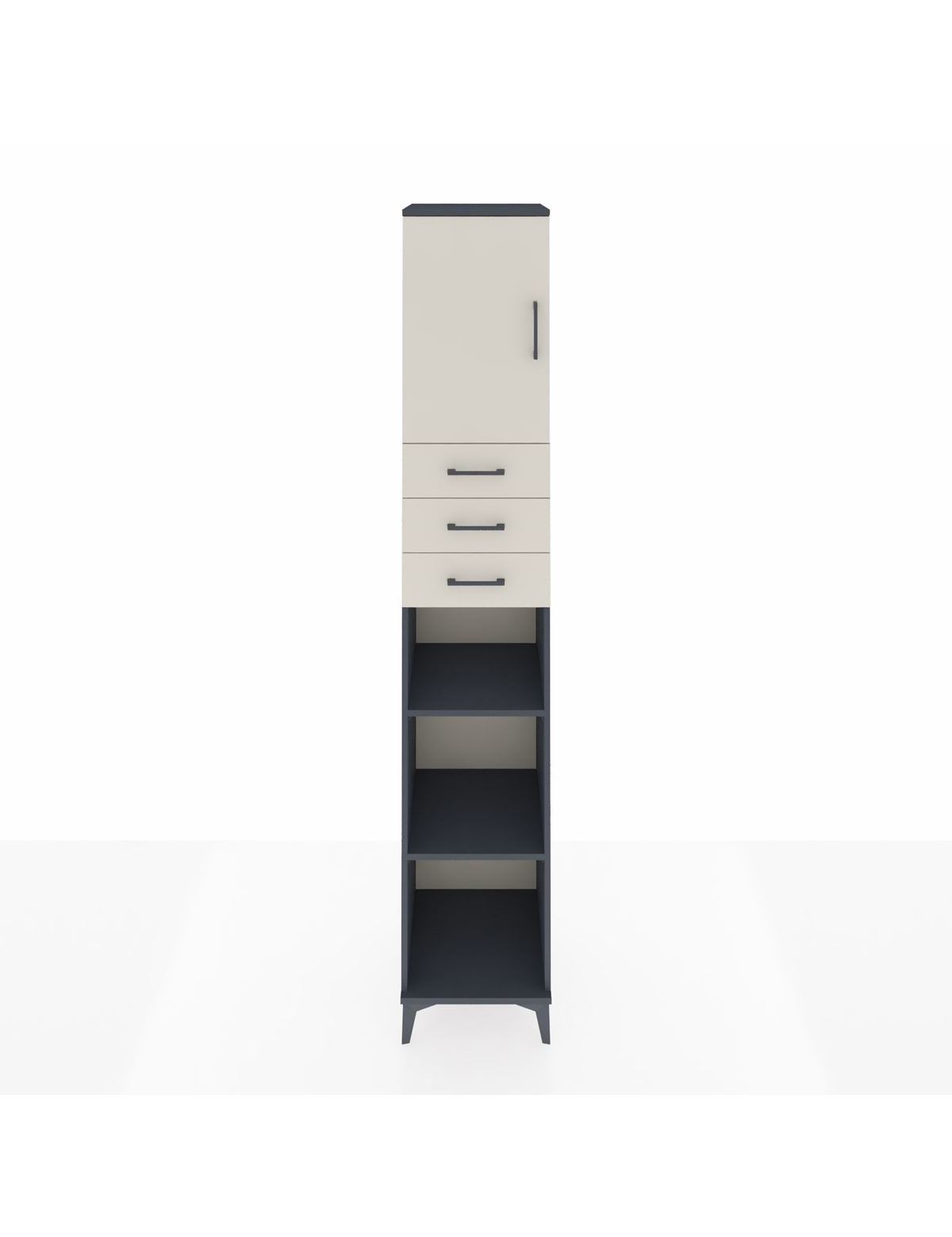 Hyperion Dolap 4 Raflı 3 Çekmeceli Tek Kapaklı 44x44x243 Antrasit-Aytaşı