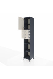 Hyperion Dolap 4 Raflı 3 Çekmeceli Tek Kapaklı 44x44x243 Antrasit-Aytaşı