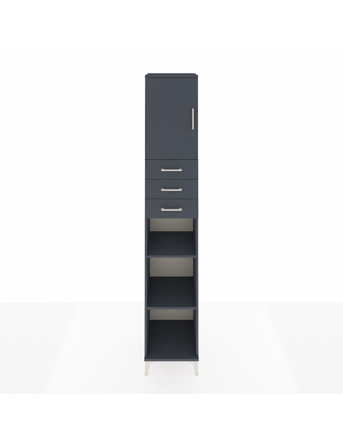 Hyperion Dolap 4 Raflı 3 Çekmeceli Tek Kapaklı 44x44x243 Antrasit-Antrasit