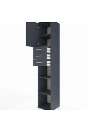 Hyperion Dolap 4 Raflı 3 Çekmeceli Tek Kapaklı 44x44x243 Antrasit-Antrasit
