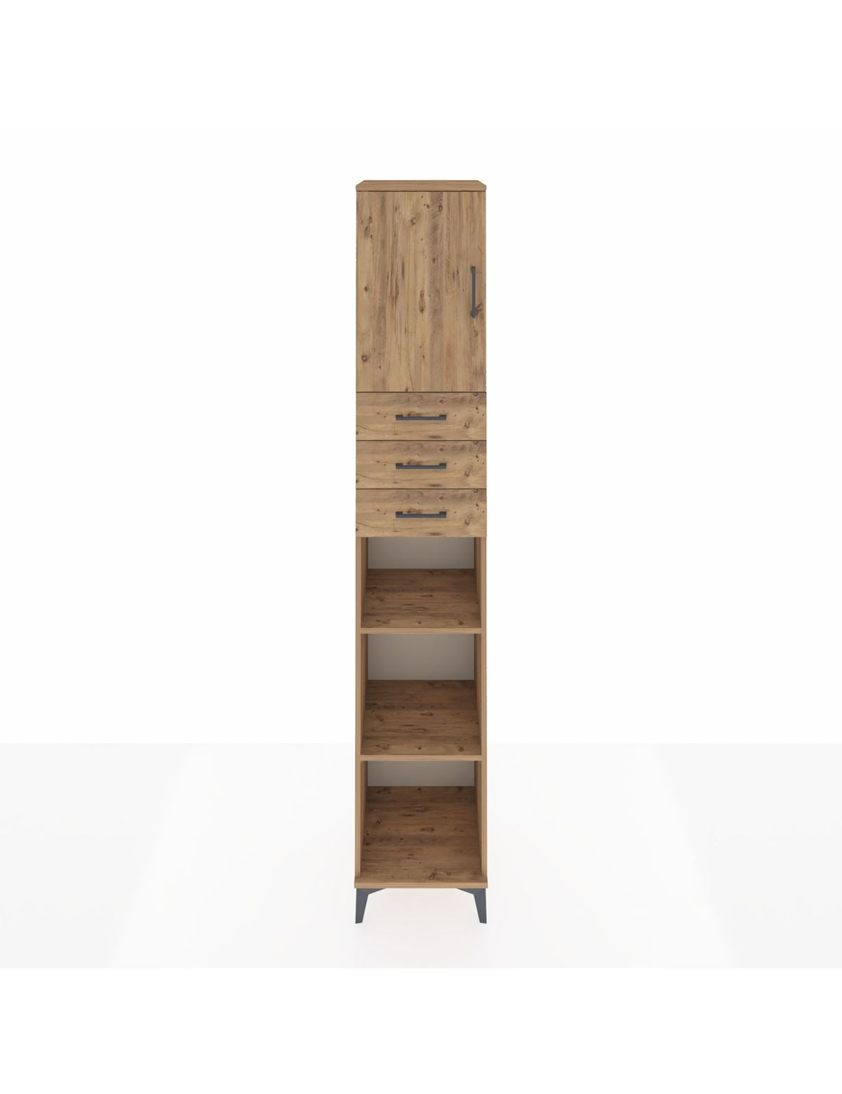 Hyperion Dolap 4 Raflı 3 Çekmeceli Tek Kapaklı 44x44x243 Çam-Çam