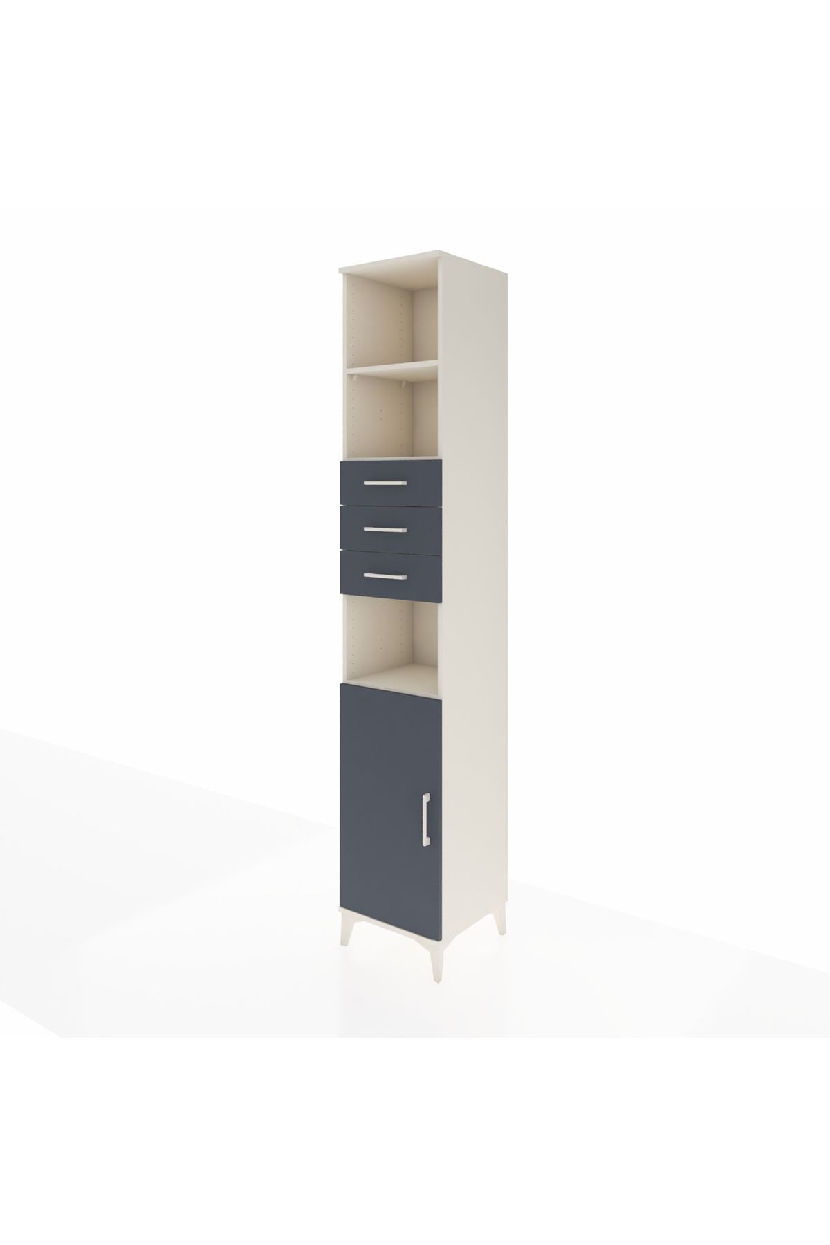 Hyperion Dolap 4 Raflı 3 Çekmeceli Tek Kapaklı 44x44x243 Aytaşı-Antrasit