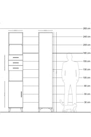 Hyperion Dolap 4 Raflı 3 Çekmeceli Tek Kapaklı 44x44x243 Antrasit-Aytaşı