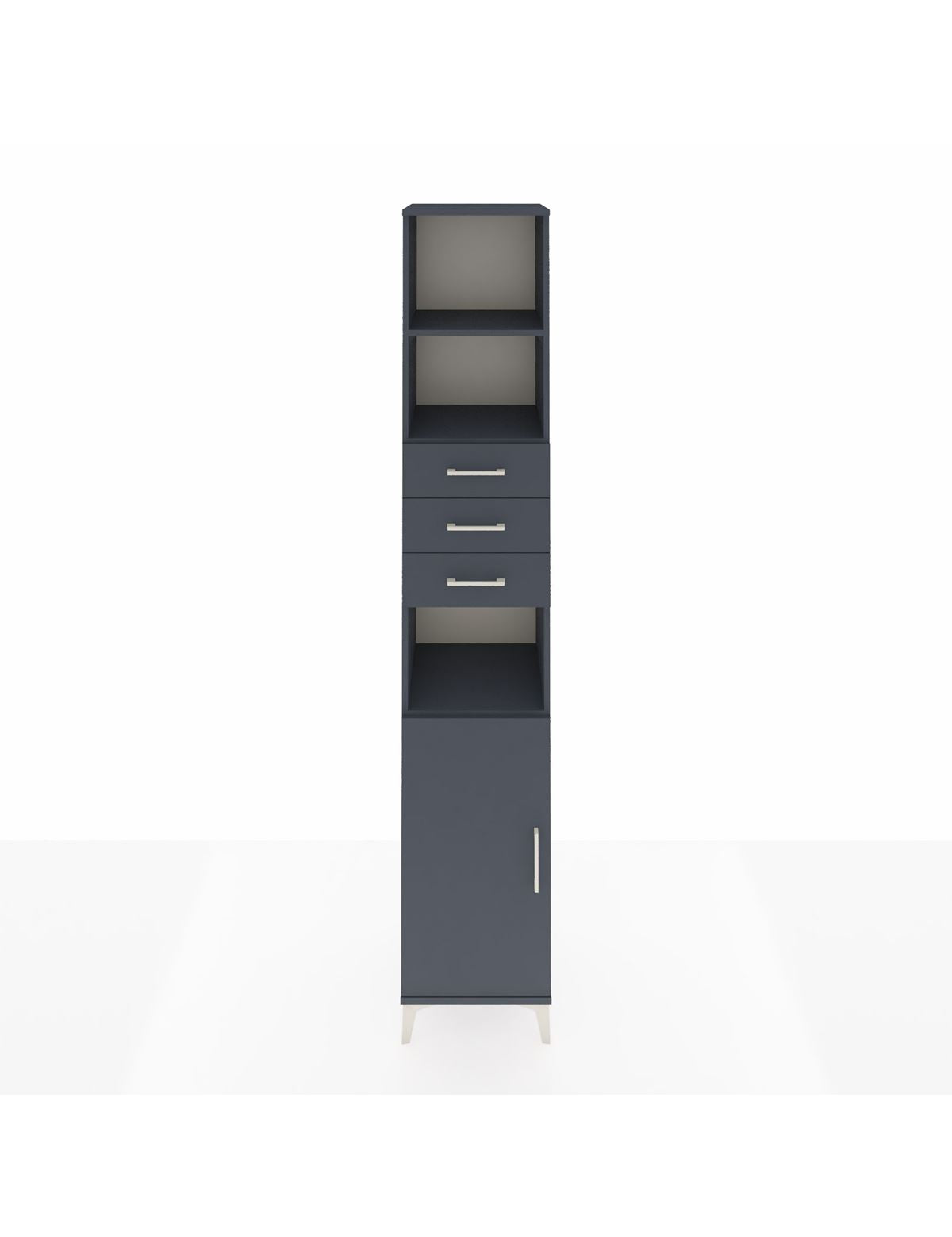 Hyperion Dolap 4 Raflı 3 Çekmeceli Tek Kapaklı 44x44x243 Antrasit-Antrasit