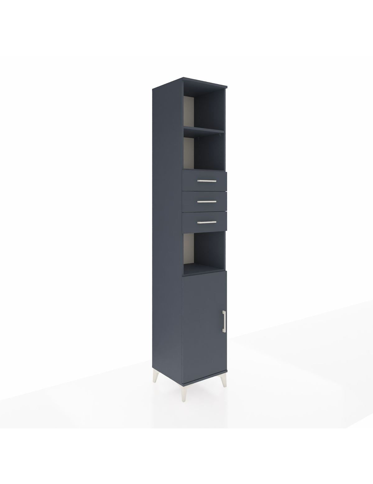 Hyperion Dolap 4 Raflı 3 Çekmeceli Tek Kapaklı 44x44x243 Antrasit-Antrasit