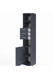 Hyperion Dolap 4 Raflı 3 Çekmeceli Tek Kapaklı 44x44x243 Antrasit-Antrasit