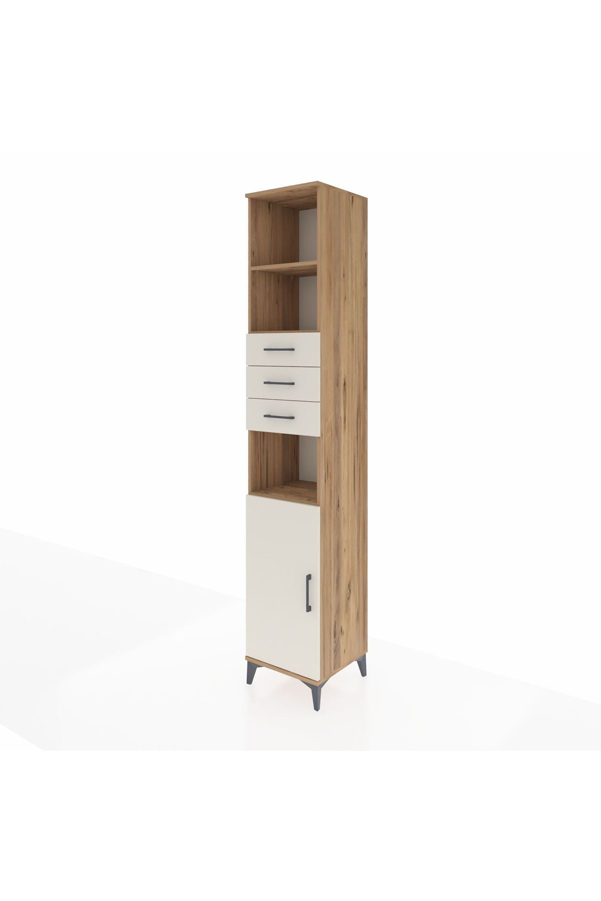 Hyperion Dolap 4 Raflı 3 Çekmeceli Tek Kapaklı 44x44x243 Çam-Aytaşı