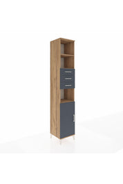 Hyperion Dolap 4 Raflı 3 Çekmeceli Tek Kapaklı 44x44x243 Çam-Antrasit