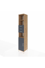 Hyperion Dolap 4 Raflı 3 Çekmeceli Tek Kapaklı 44x44x243 Çam-Antrasit