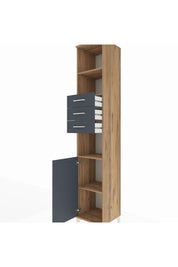 Hyperion Dolap 4 Raflı 3 Çekmeceli Tek Kapaklı 44x44x243 Çam-Antrasit