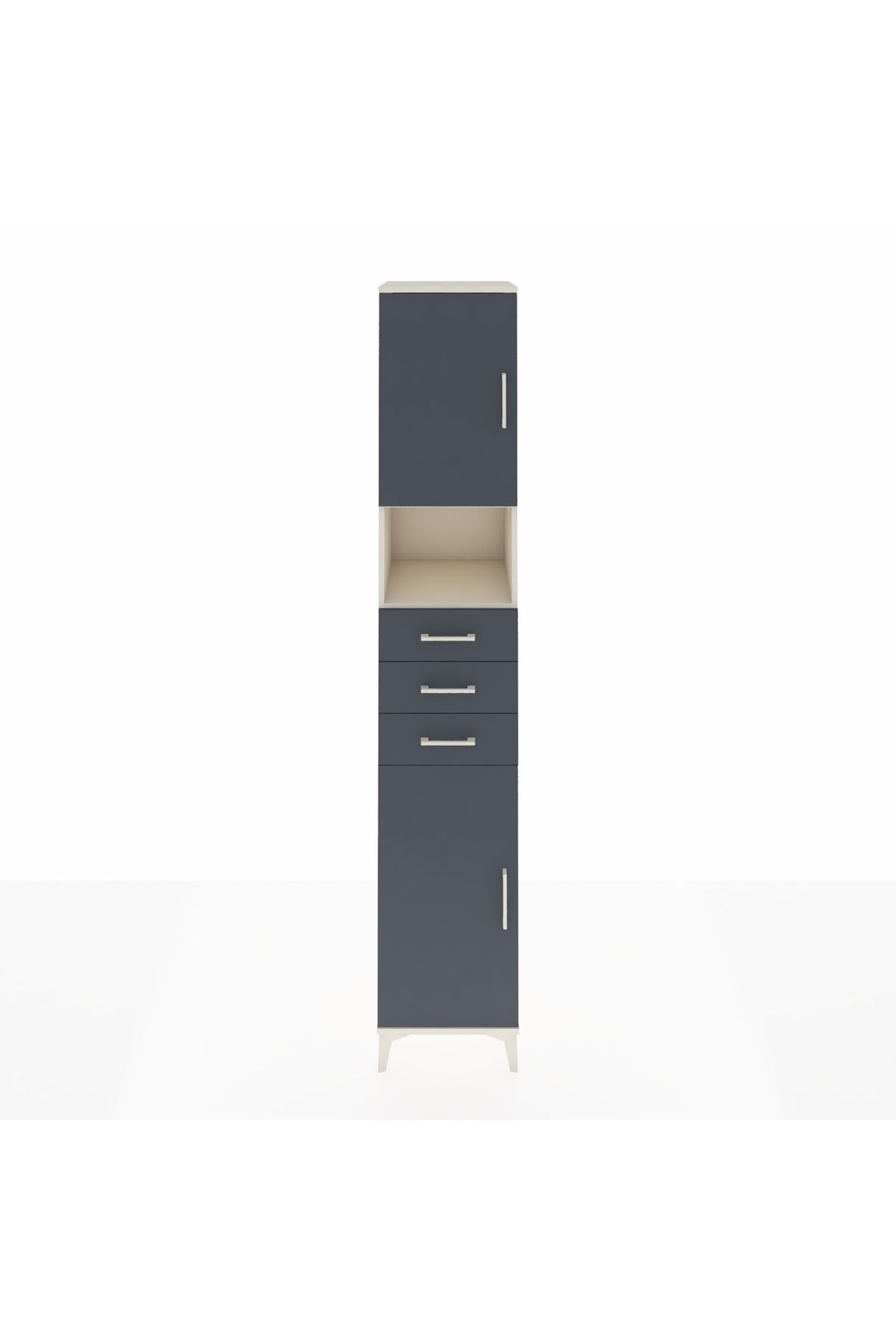 Hyperion Dolap 4 Raflı 3 Çekmeceli 2 Kapaklı 44x44x243 Aytaşı-Antrasit