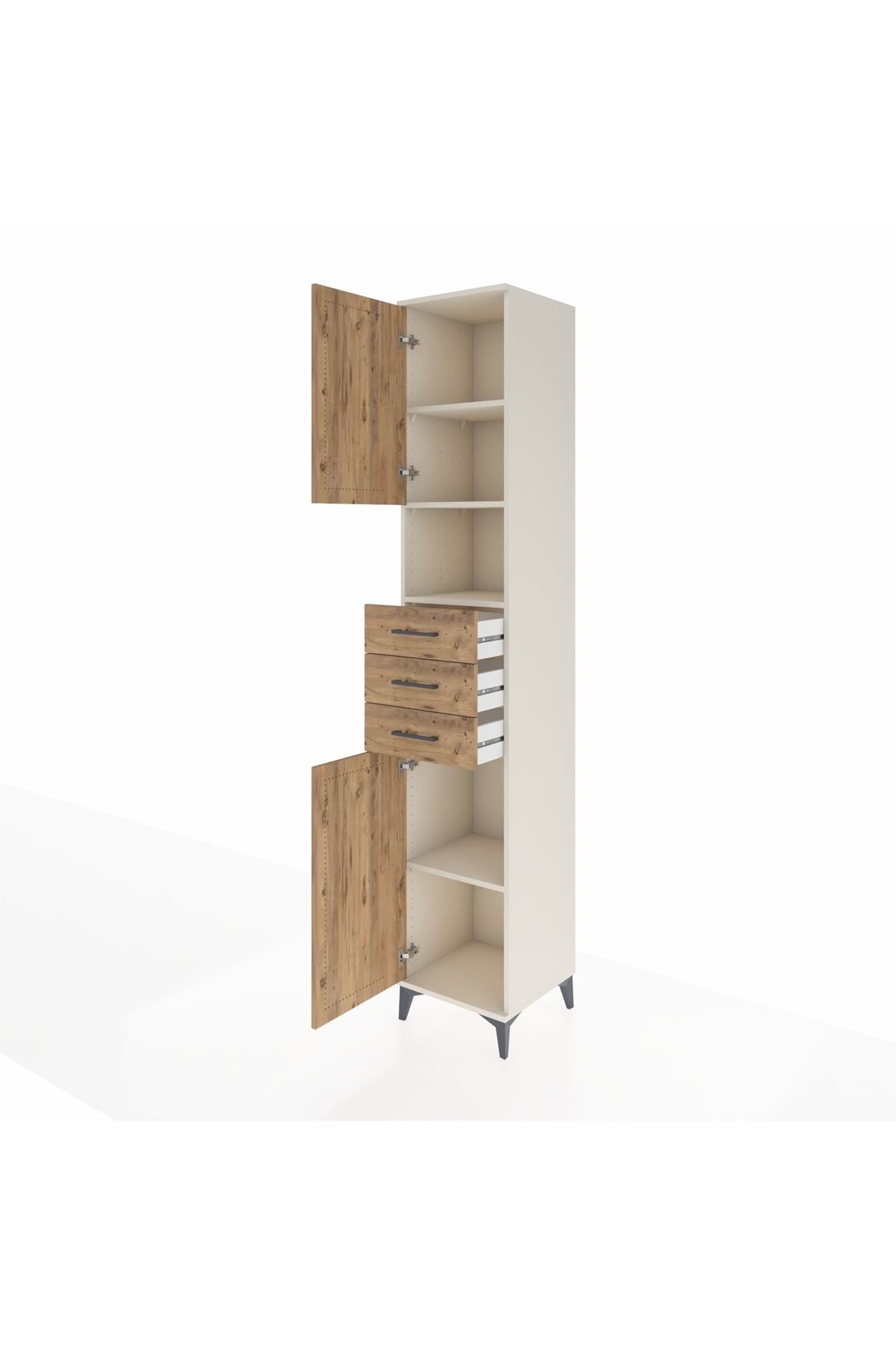 Hyperion Dolap 4 Raflı 3 Çekmeceli 2 Kapaklı 44x44x243 Aytaşı-Çam