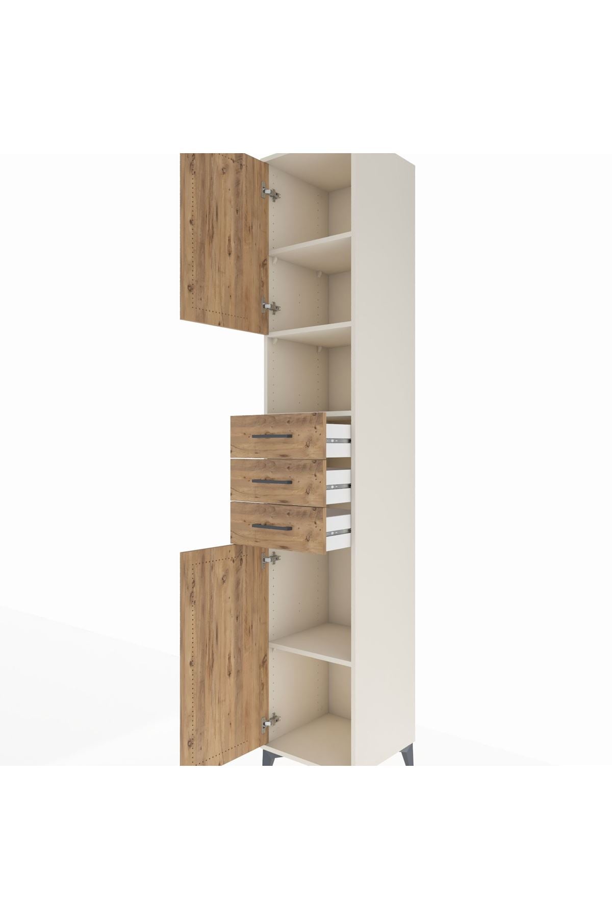 Hyperion Dolap 4 Raflı 3 Çekmeceli 2 Kapaklı 44x44x243 Aytaşı-Çam