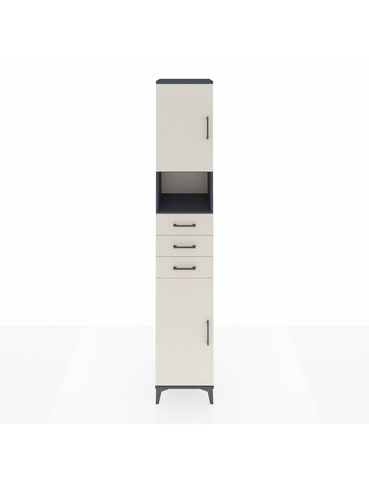 Hyperion Dolap 4 Raflı 3 Çekmeceli 2 Kapaklı 44x44x243 Antrasit-Aytaşı