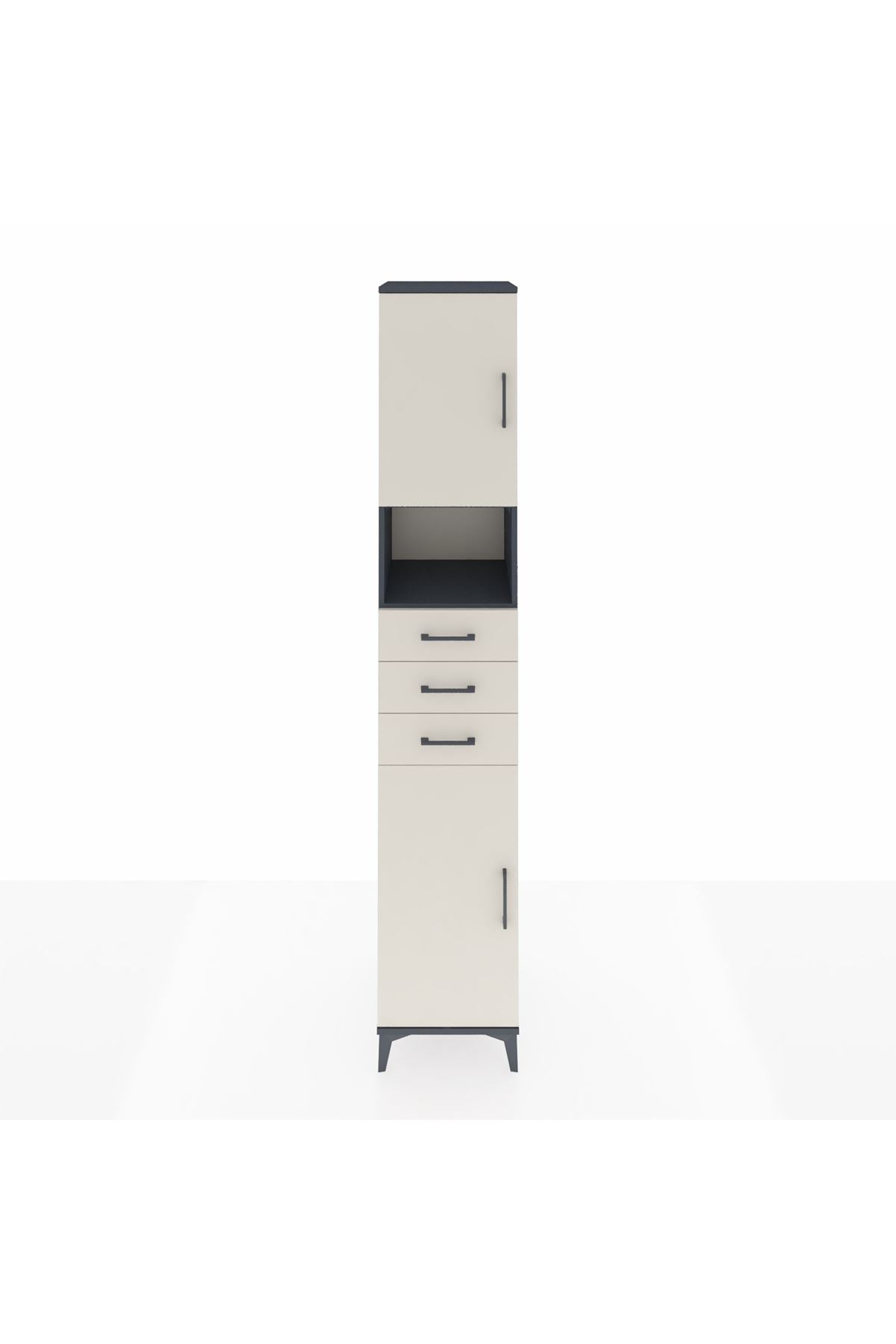 Hyperion Dolap 4 Raflı 3 Çekmeceli 2 Kapaklı 44x44x243 Antrasit-Aytaşı