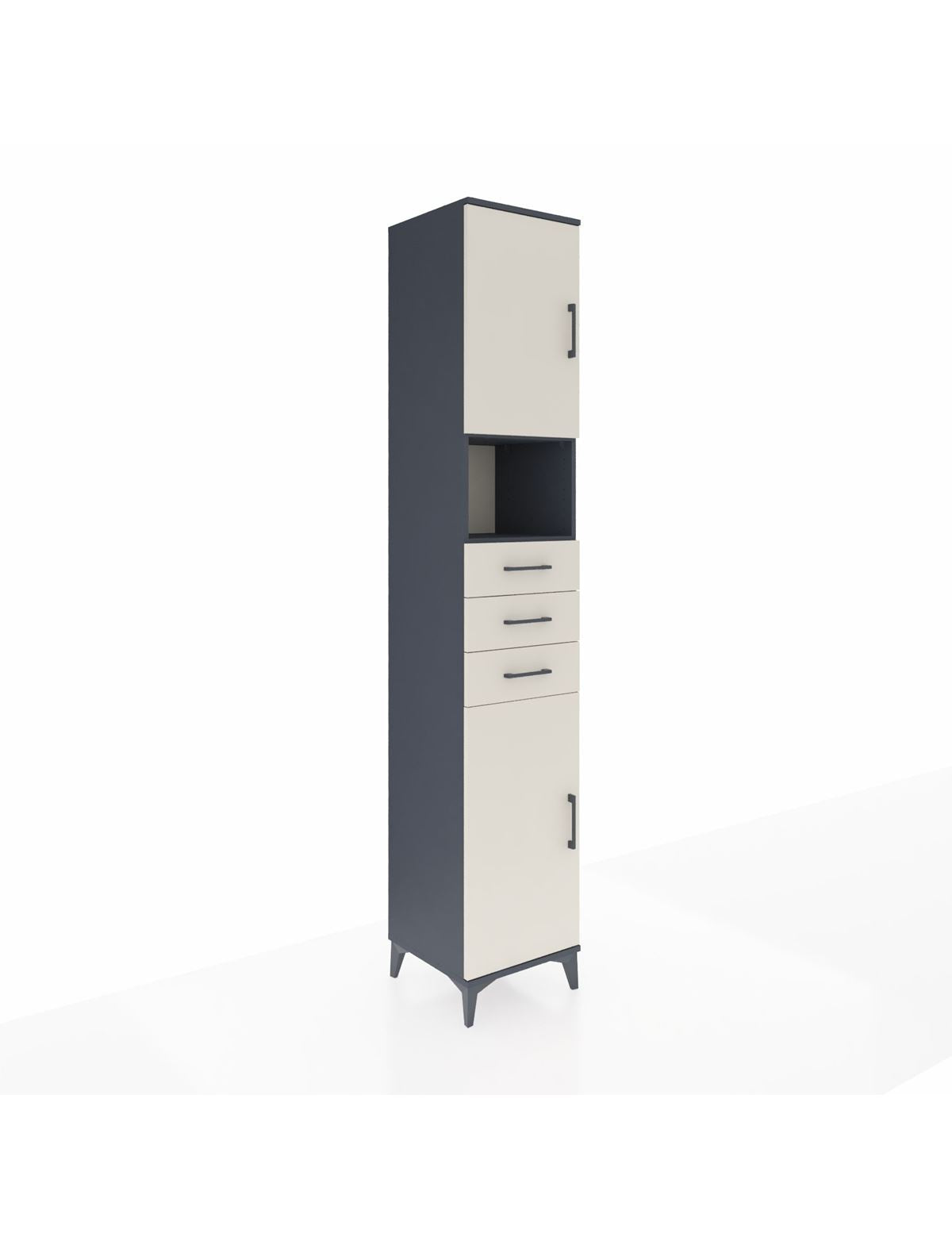 Hyperion Dolap 4 Raflı 3 Çekmeceli 2 Kapaklı 44x44x243 Antrasit-Aytaşı