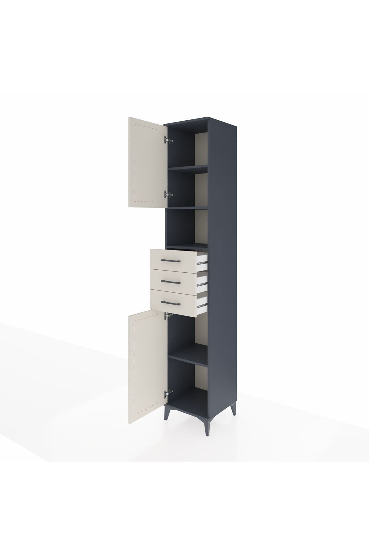 Hyperion Dolap 4 Raflı 3 Çekmeceli 2 Kapaklı 44x44x243 Antrasit-Aytaşı