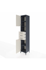 Hyperion Dolap 4 Raflı 3 Çekmeceli 2 Kapaklı 44x44x243 Antrasit-Aytaşı