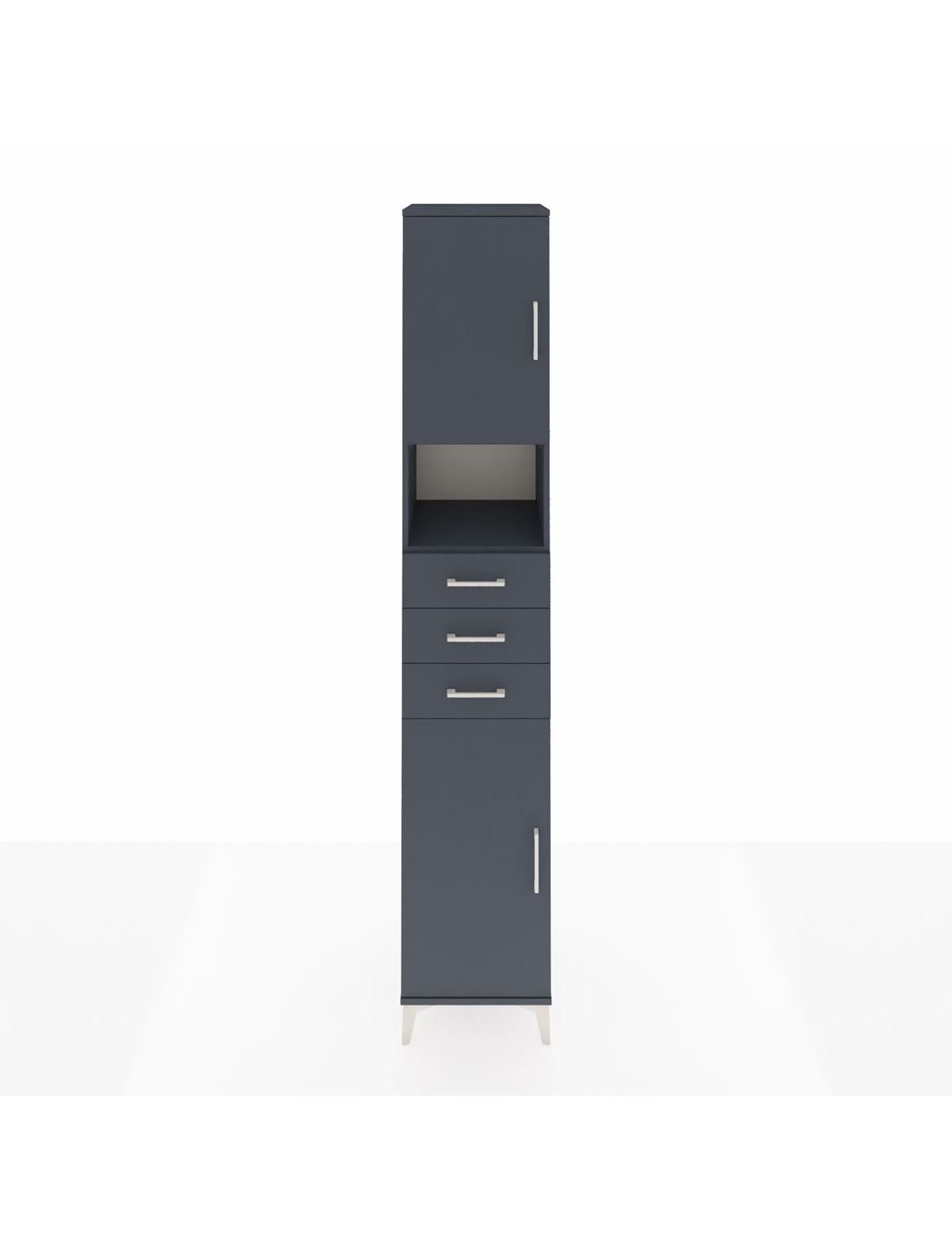 Hyperion Dolap 4 Raflı 3 Çekmeceli 2 Kapaklı 44x44x243 Antrasit-Antrasit