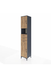 Hyperion Dolap 4 Raflı 3 Çekmeceli 2 Kapaklı 44x44x243 Antrasit-Çam